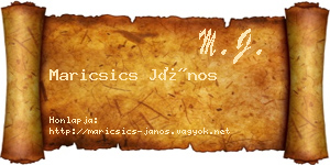 Maricsics János névjegykártya